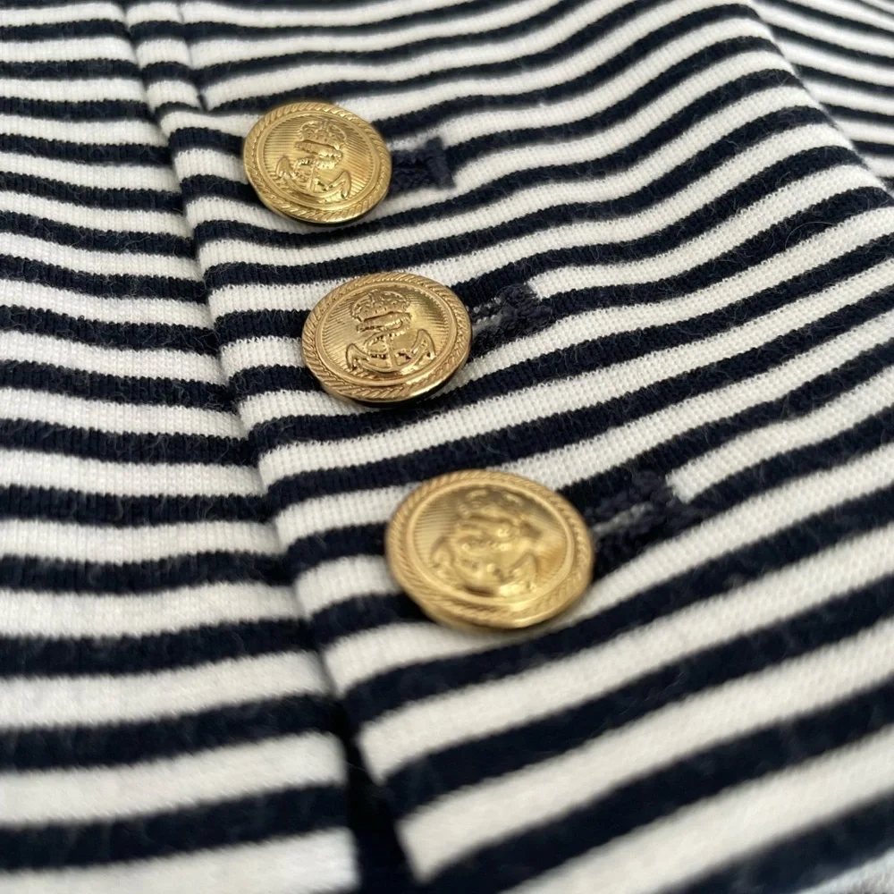 CAbi Sz S Life Jacket Navy Nautical Stripe Stretch Ponte Spring Cruise Vacation - Picture 6 of 17